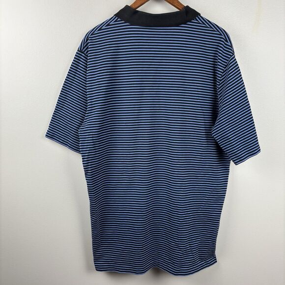 POLO GOLF RALPH LAUREN men’s Blue & Dk Blue Stripe Polo Lrg shirt Pony S/S Pima - Picture 7 of 7